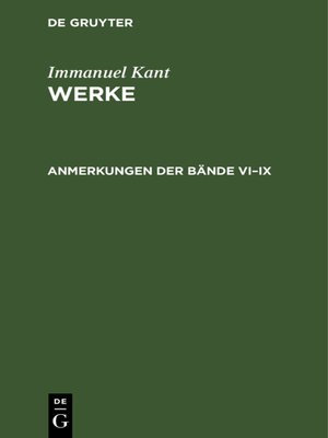 cover image of Anmerkungen der Bände VI–IX